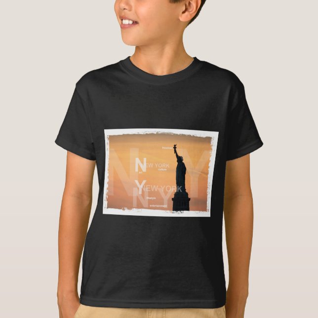 Camiseta ciudad de nueva york y estatua de libertad de esta (Anverso)