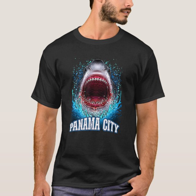 Camiseta Ciudad de Panamá Florida Gran Bea de Tiburón Blanc (Anverso)