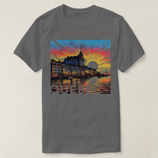 Camiseta Ciudad de Quebec Escena de la puesta de sol de Can (Diseño del anverso)