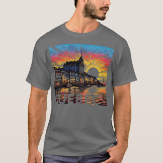 Camiseta Ciudad de Quebec Escena de la puesta de sol de Can