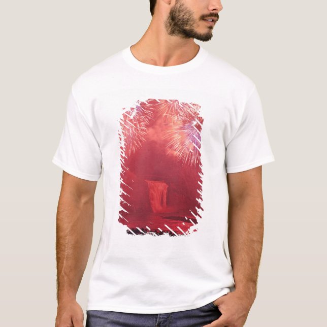 Camiseta Ciudad de Quebec, Quebec, Canadá. Fuegos artificia (Anverso)