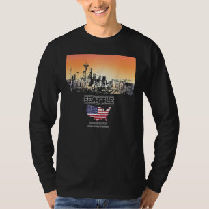 Camiseta ciudad de recuerdo de vacaciones de seattle Skylin