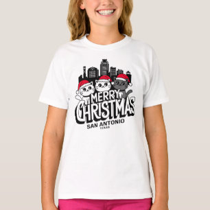 Camiseta Ciudad de San Antonio Texas Feliz Navidad Cats Est