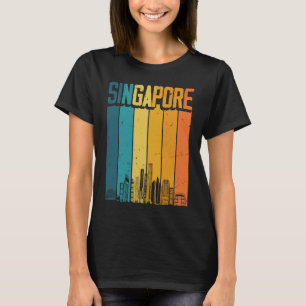 Camiseta Ciudad de Singapur Retro Vintage Atardecer Horizon
