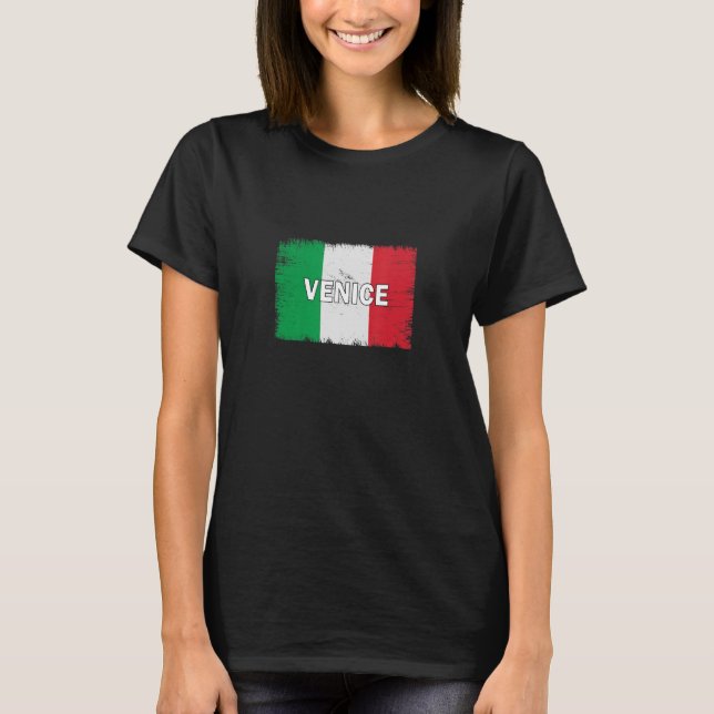 Camiseta Ciudad de Venecia Italia con bandera italiana (Anverso)