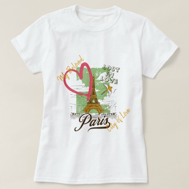 Camiseta ciudad del amor, París (Diseño del anverso)