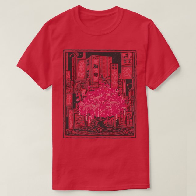 Camiseta Ciudad del árbol sakura japonés (Diseño del anverso)