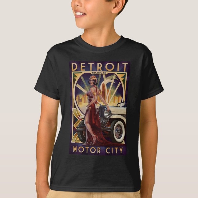Camiseta Ciudad del motor de Detroit, Michigan el | (Anverso)