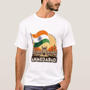 Camiseta Ciudad del Skyline Retro Ahmedabad en India