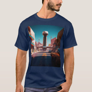 Camiseta Ciudad Desértica Mediados de Siglo Retro Futurismo