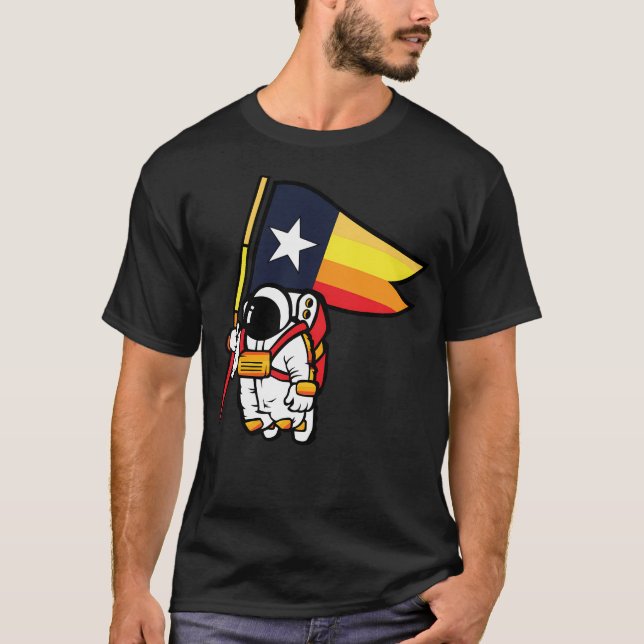 Camiseta Ciudad Espacial de Astronauta con Bandera de Texas (Anverso)