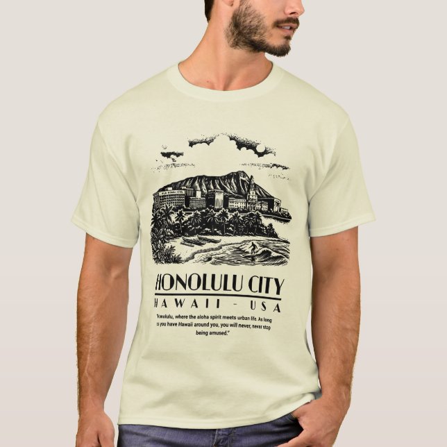 Camiseta Ciudad Honolulu Hawái EE. UU. (Anverso)