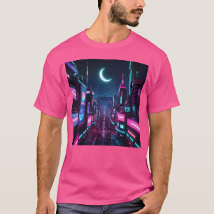 Camiseta Ciudad iluminada con neón por la noche amigo