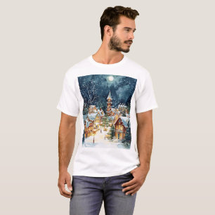 Camiseta Ciudad ilustrativa de Navidades en la nieve