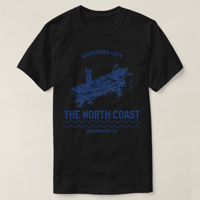 Camiseta Ciudad marítima Costa Norte Humboldt CA Fishman (Diseño del anverso)