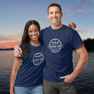 Camiseta Ciudad personalizada Squam Lake NH nombre y ancla