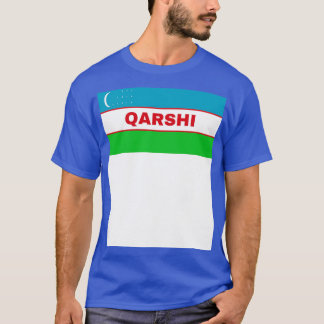 Camiseta Ciudad Qarshi con bandera de Uzbekistán