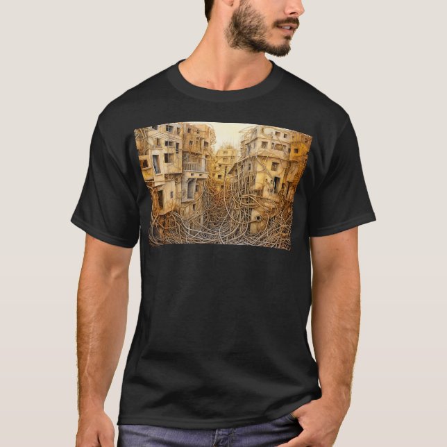 Camiseta Ciudad superrealista enmarañada (Anverso)