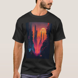 Camiseta Ciudad Vaporwave Tech Retrowave Futurista Synthwav