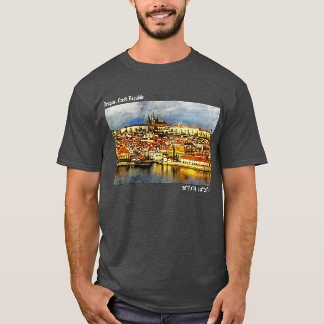 Camiseta Ciudad Vieja Praga (Praha) desde la Torre del Puen (Anverso)
