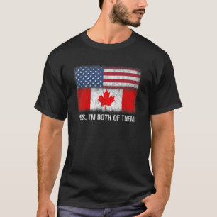 Camiseta Ciudadano Dual Canadiense Estadounidense Bandera D