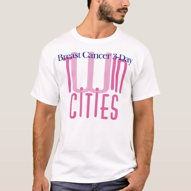 Camiseta Ciudades gemelas de tres días del cáncer de pecho (Anverso)