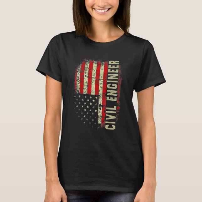 Camiseta Civill Engineer 4th Of July US Flag Patriotic Engi (Anverso)