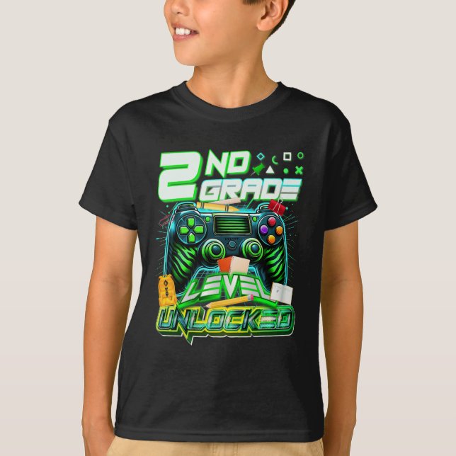 Camiseta Ck To School 2nd Grade Level Unlocked Gamer First  (Anverso)