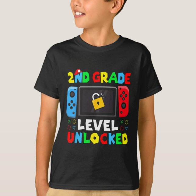 Camiseta Ck To School 2nd Grade Level Unlocked Gamer Kids B (Anverso)