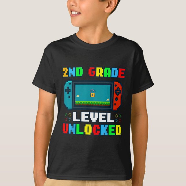 Camiseta Ck To School 2nd Grade Level Unlocked Gamer Kids B (Anverso)