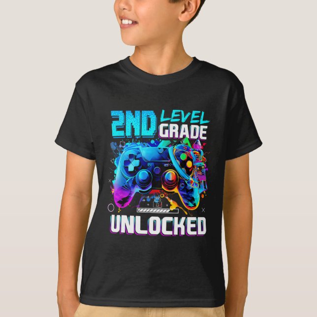 Camiseta Ck To School 2nd Grade Level Unlocked Gamer Kids B (Anverso)