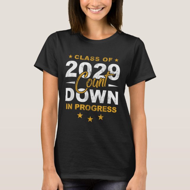 Camiseta Cl Of 2029 Count Down Graduating Fun First Day 8th (Anverso)