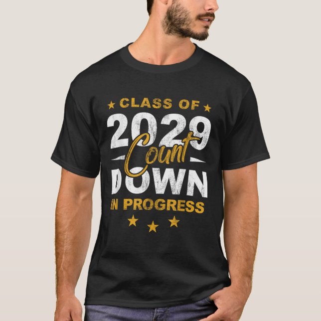 Camiseta Cl Of 2029 Count Down Graduating Fun First Day 8th (Anverso)
