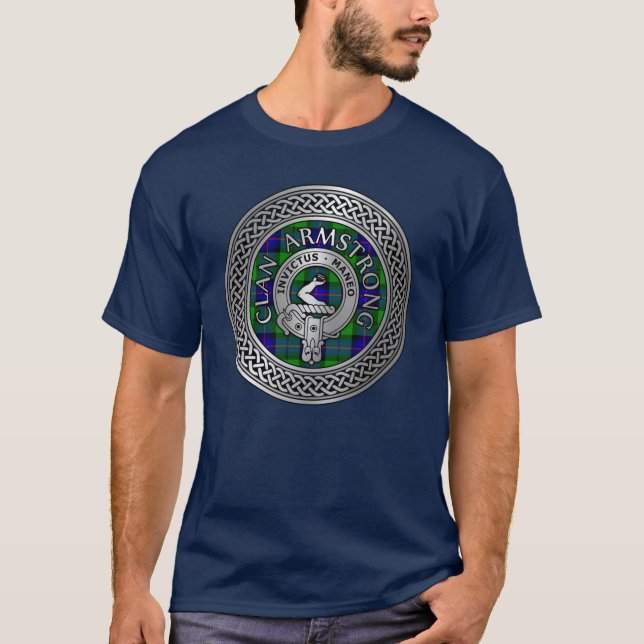 Camiseta Clan Armstrong Escudo y Tartan Knot (Anverso)