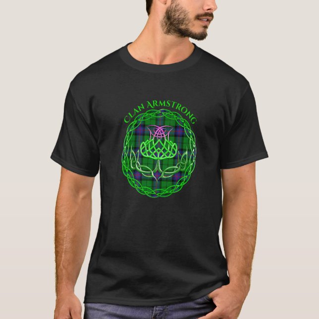Camiseta Clan Armstrong Scottish Tartán Celtic Thistle (Anverso)