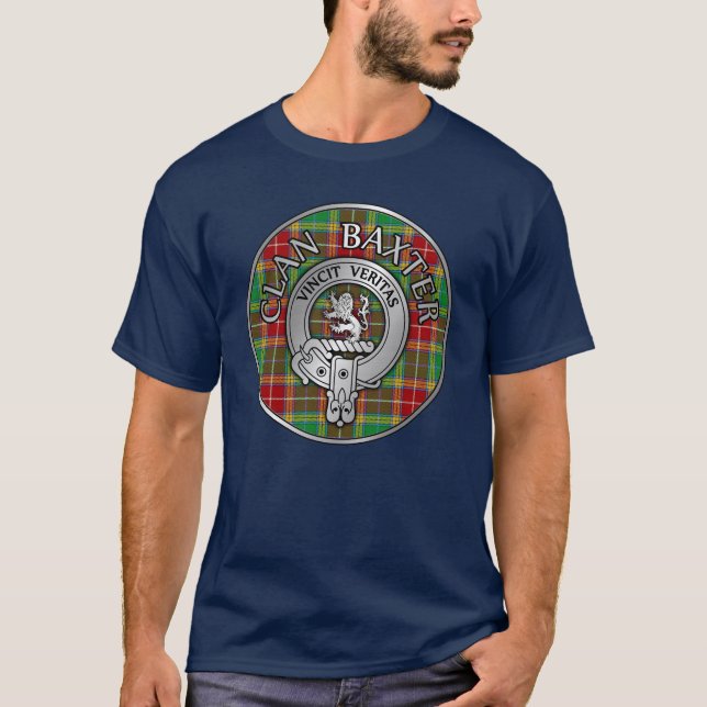 Camiseta Clan Baxter Escudo y Tartan Knot (Anverso)