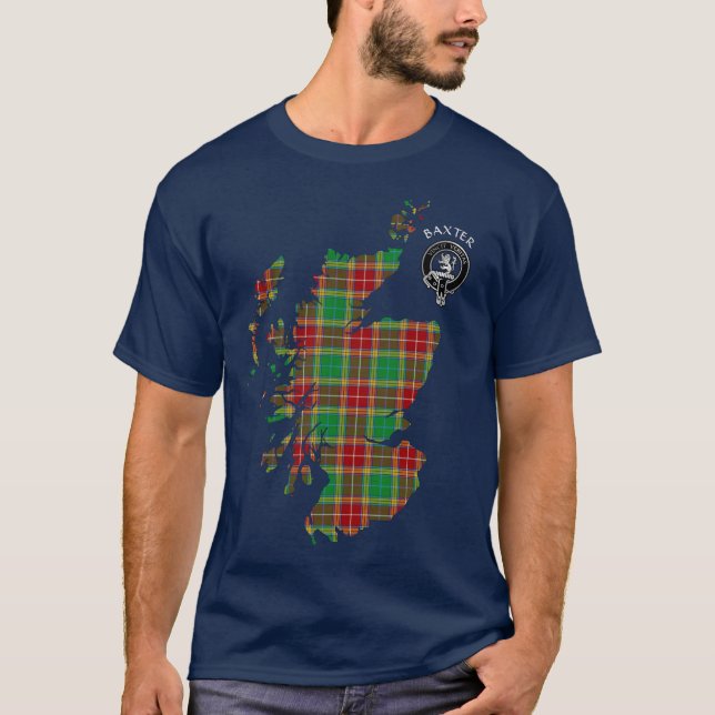 Camiseta Clan Baxter Tartan Map & Escudo T-Shirt (Anverso)