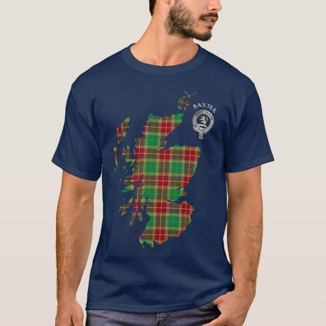 Camiseta Clan Baxter Tartan Map & Escudo T-Shirt (Anverso)