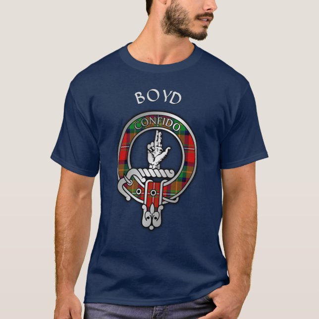 Camiseta Clan Boyd Escudo y Tartan T-Shirt (Anverso)