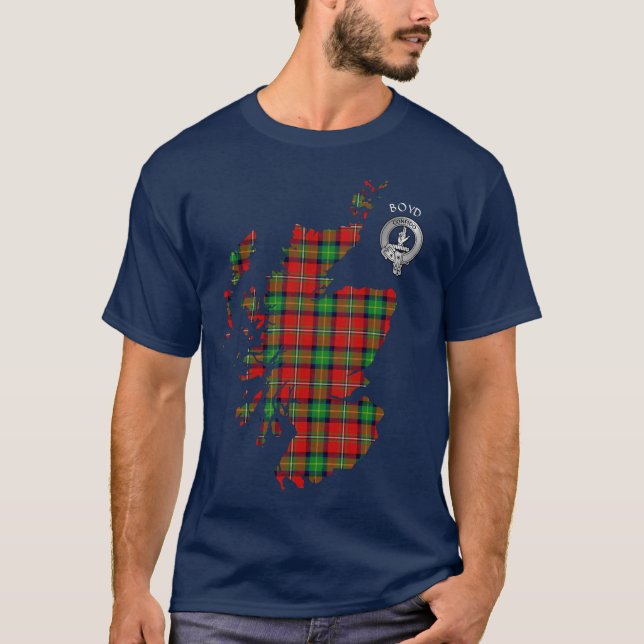 Camiseta Clan Boyd Tartan Map y Escudo T-Shirt (Anverso)