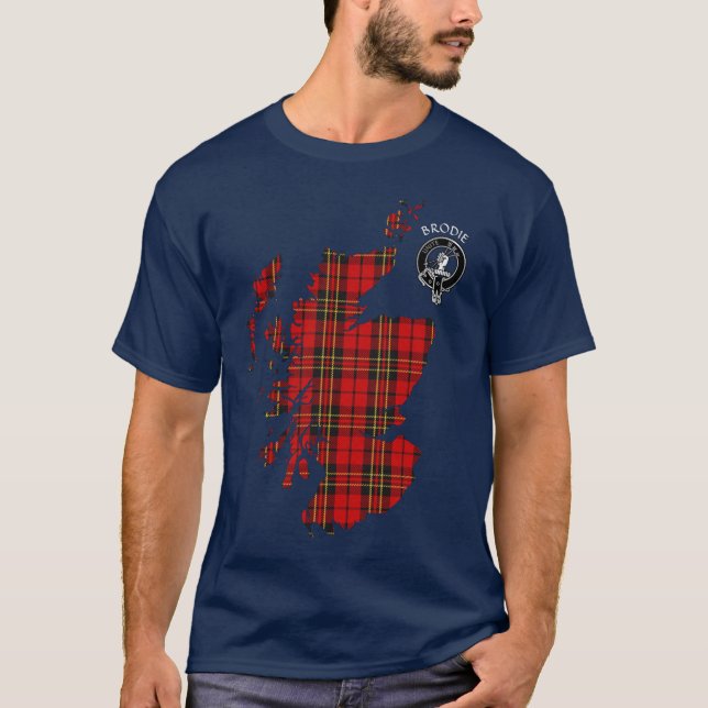 Camiseta Clan Brodie Tartan Map & Escudo T-Shirt (Anverso)