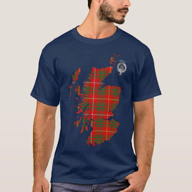 Camiseta Clan Bruce Tartan Map & Escudo (Anverso)