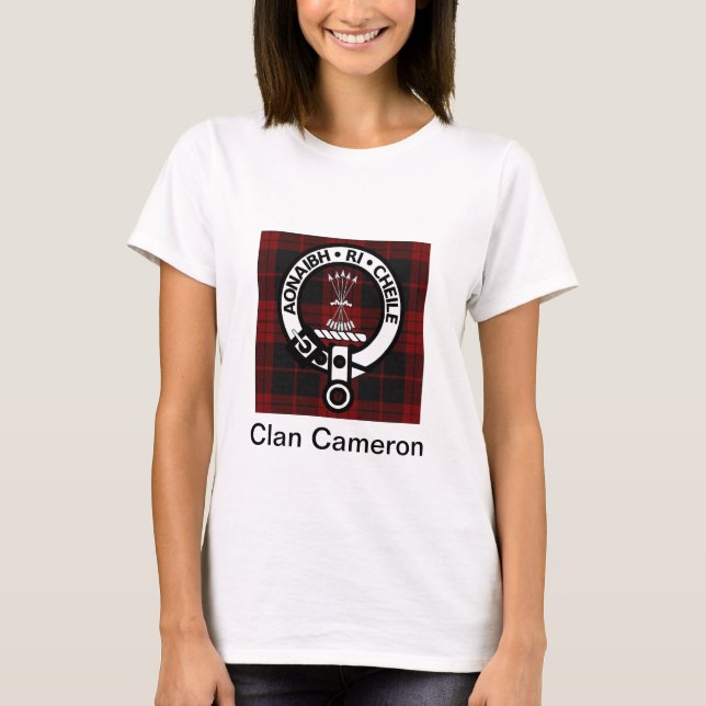Camiseta Clan Cameron Escudo y Tartán (Anverso)