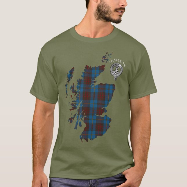 Camiseta Clan Cameron Hunting Tartan Map & Escudo (Anverso)