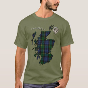 Camiseta Clan Campbell Escudo y Breadalbane Tartan Map