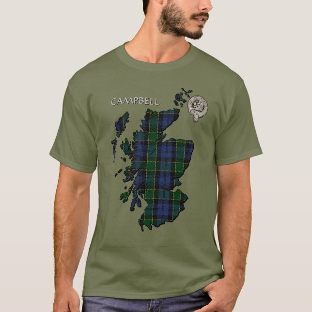 Camiseta Clan Campbell Escudo y Breadalbane Tartan Map (Anverso)