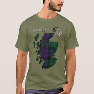 Camiseta Clan Campbell Escudo y Cawdor Tartan Map