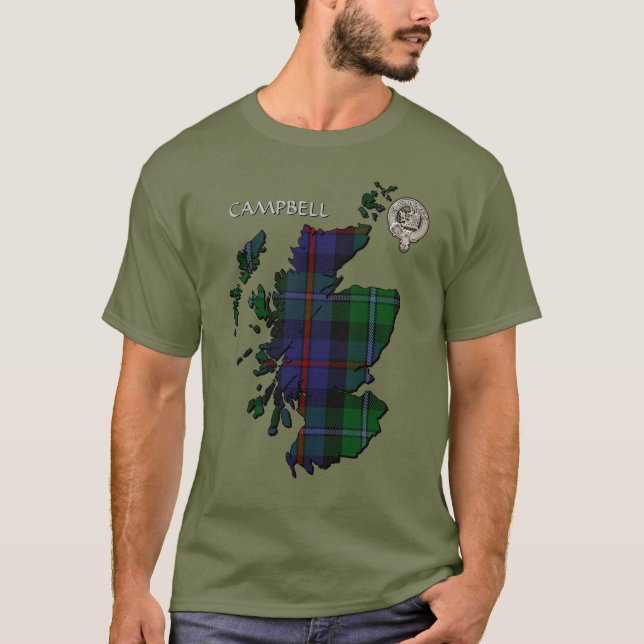 Camiseta Clan Campbell Escudo y Cawdor Tartan Map (Anverso)