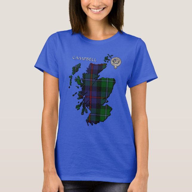 Camiseta Clan Campbell Escudo y Cawdor Tartan Map (Anverso)