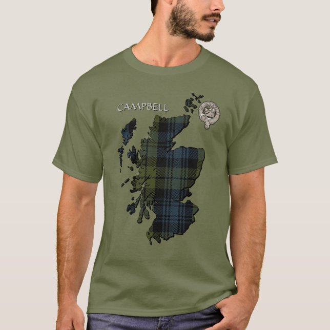 Camiseta Clan Campbell Escudo y Tartán Map (Anverso)